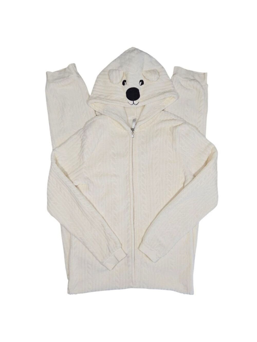 5/$25 Denver Hayes Women’s Polar Bear Hooded Pajama Soft Fleece Size Medium